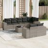 9-dijelni set vrtnih sofa od poliratana s jastucima sivi