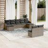 9-dijelni set vrtnih sofa od poliratana s jastucima sivi