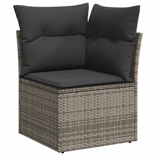9-dijelni set vrtnih sofa od poliratana s jastucima sivi