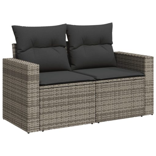 9-dijelni set vrtnih sofa od poliratana s jastucima sivi