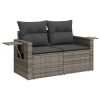 9-dijelni set vrtnih sofa od poliratana s jastucima sivi