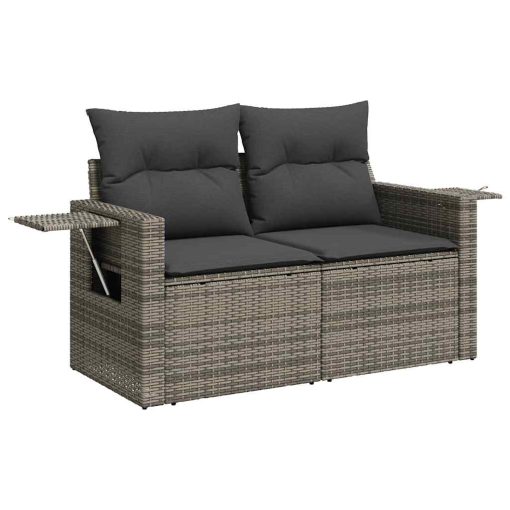 9-dijelni set vrtnih sofa od poliratana s jastucima sivi