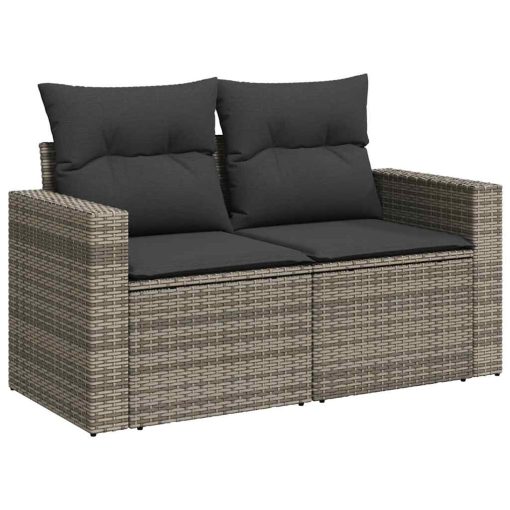 9-dijelni set vrtnih sofa od poliratana s jastucima sivi