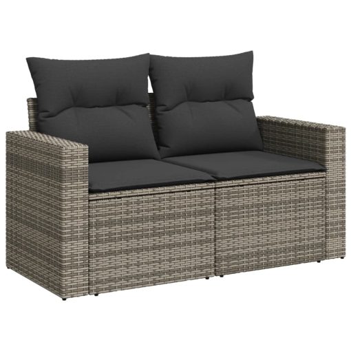 9-dijelni set vrtnih sofa od poliratana s jastucima sivi