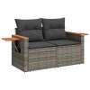 9-dijelni set vrtnih sofa od poliratana s jastucima sivi