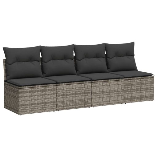 9-dijelni set vrtnih sofa od poliratana s jastucima sivi