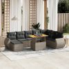 9-dijelni set vrtnih sofa od poliratana s jastucima sivi