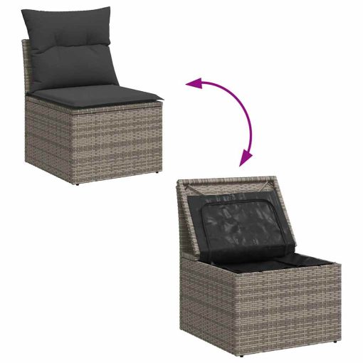 9-dijelni set vrtnih sofa od poliratana s jastucima sivi
