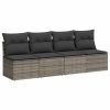 9-dijelni set vrtnih sofa od poliratana s jastucima sivi