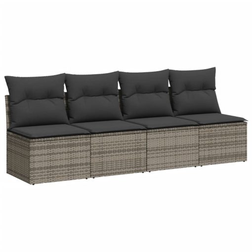 9-dijelni set vrtnih sofa od poliratana s jastucima sivi