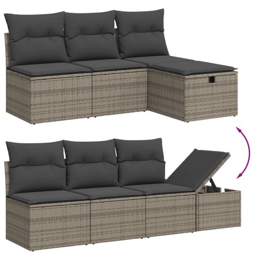 9-dijelni set vrtnih sofa od poliratana s jastucima sivi