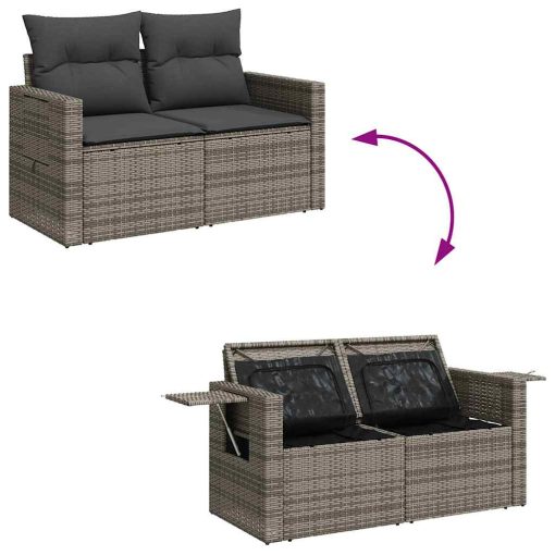 9-dijelni set vrtnih sofa od poliratana s jastucima sivi