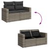 9-dijelni set vrtnih sofa od poliratana s jastucima sivi