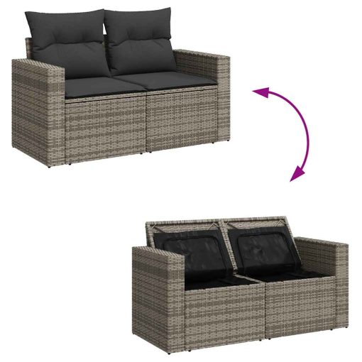 9-dijelni set vrtnih sofa od poliratana s jastucima sivi