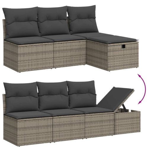 9-dijelni set vrtnih sofa od poliratana s jastucima sivi