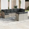 9-dijelni set vrtnih sofa od poliratana s jastucima svjetlosivi