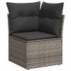 9-dijelni set vrtnih sofa poliratan i bagrem s jastucima sivi