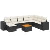 9-dijelni set vrtnih sofa s jastucima crni od poliratana