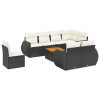 9-dijelni set vrtnih sofa s jastucima crni od poliratana