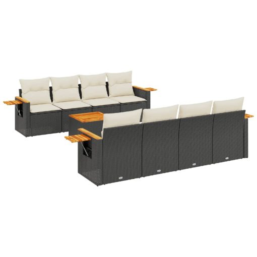 9-dijelni set vrtnih sofa s jastucima crni od poliratana