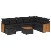 9-dijelni set vrtnih sofa s jastucima crni od poliratana