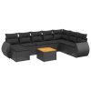 9-dijelni set vrtnih sofa s jastucima crni od poliratana