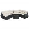 9-dijelni set vrtnih sofa s jastucima crni od poliratana