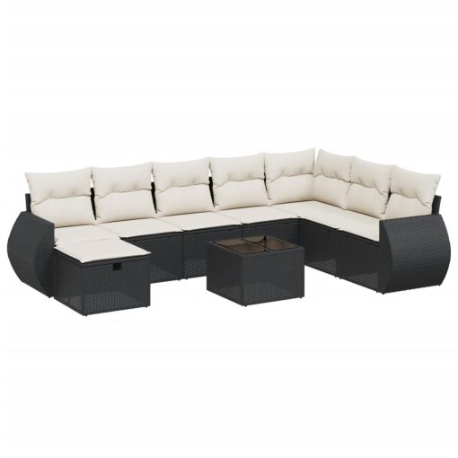 9-dijelni set vrtnih sofa s jastucima crni od poliratana