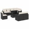 9-dijelni set vrtnih sofa s jastucima crni od poliratana