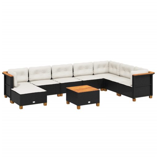 9-dijelni set vrtnih sofa s jastucima crni od poliratana