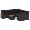 9-dijelni set vrtnih sofa s jastucima crni od poliratana