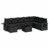 9-dijelni set vrtnih sofa s jastucima crni od poliratana