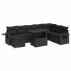 9-dijelni set vrtnih sofa s jastucima crni od poliratana