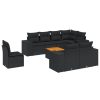 9-dijelni set vrtnih sofa s jastucima crni od poliratana