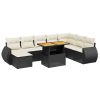 9-dijelni set vrtnih sofa s jastucima crni od poliratana