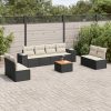 9-dijelni set vrtnih sofa s jastucima crni od poliratana