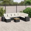 9-dijelni set vrtnih sofa s jastucima crni od poliratana