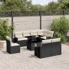9-dijelni set vrtnih sofa s jastucima crni od poliratana