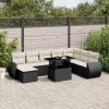 9-dijelni set vrtnih sofa s jastucima crni od poliratana