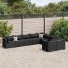 9-dijelni set vrtnih sofa s jastucima crni od poliratana