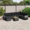 9-dijelni set vrtnih sofa s jastucima crni od poliratana