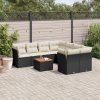 9-dijelni set vrtnih sofa s jastucima crni od poliratana