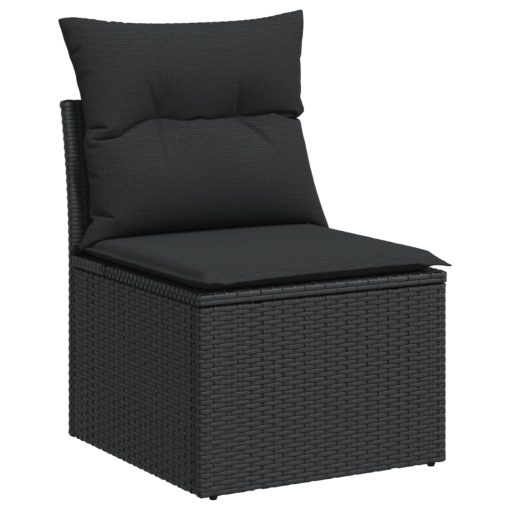 9-dijelni set vrtnih sofa s jastucima crni od poliratana