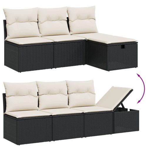 9-dijelni set vrtnih sofa s jastucima crni od poliratana