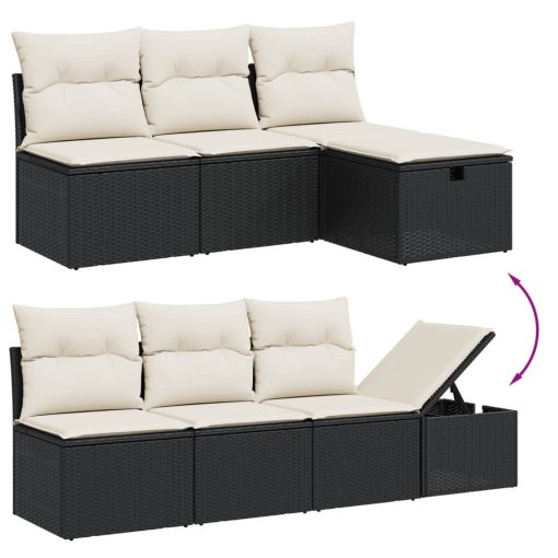 9-dijelni set vrtnih sofa s jastucima crni od poliratana