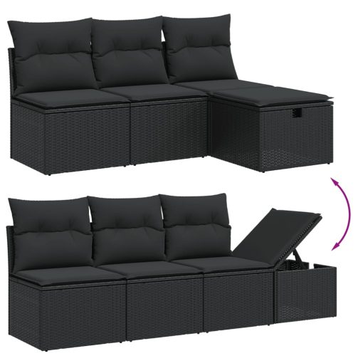 9-dijelni set vrtnih sofa s jastucima crni od poliratana