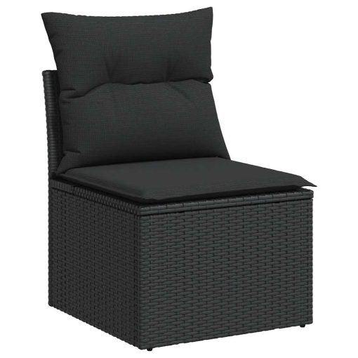 9-dijelni set vrtnih sofa s jastucima crni od poliratana