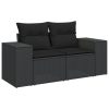 9-dijelni set vrtnih sofa s jastucima crni od poliratana