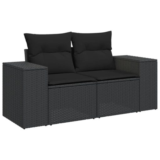 9-dijelni set vrtnih sofa s jastucima crni od poliratana