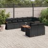 9-dijelni set vrtnih sofa s jastucima crni od poliratana
